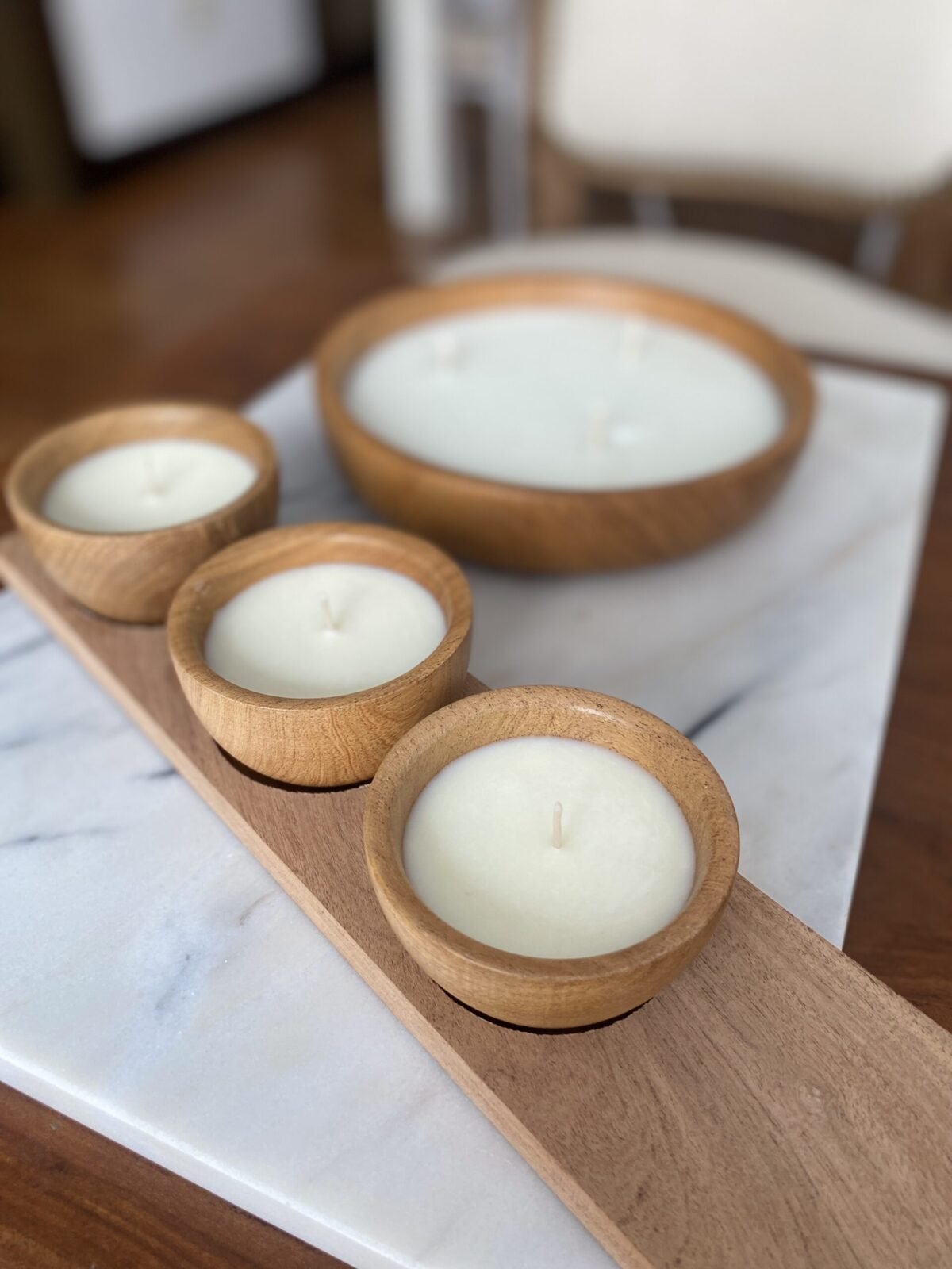 Cuenco S  (x3 unidades con bandeja de madera)